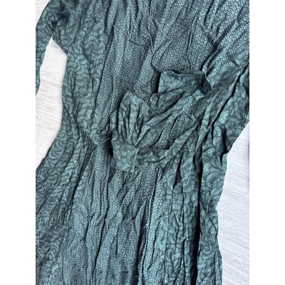 Endless Knot Art Green Rayon Boho Maxi Dress Long Sleeve Back Tie One Size - Picture 4 of 7